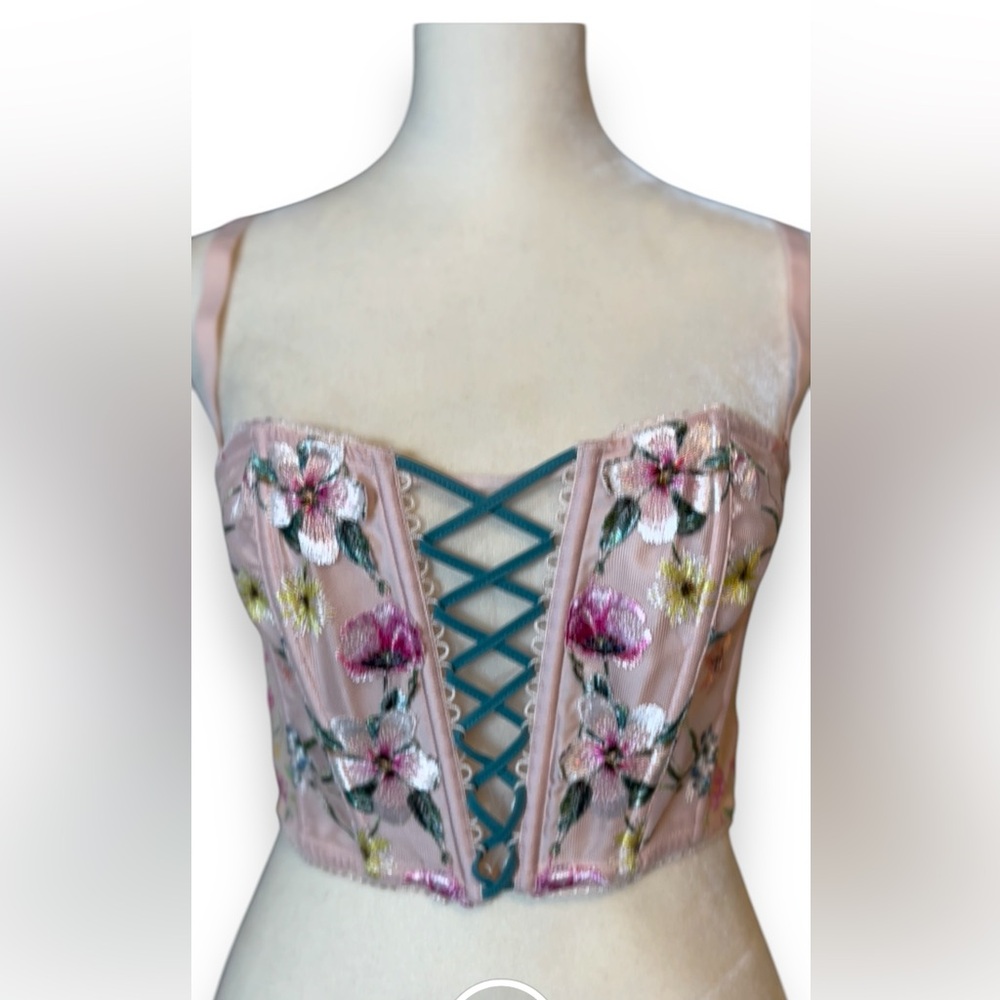 Victoria's Secret Floral Coquette Corset Top Size Medium